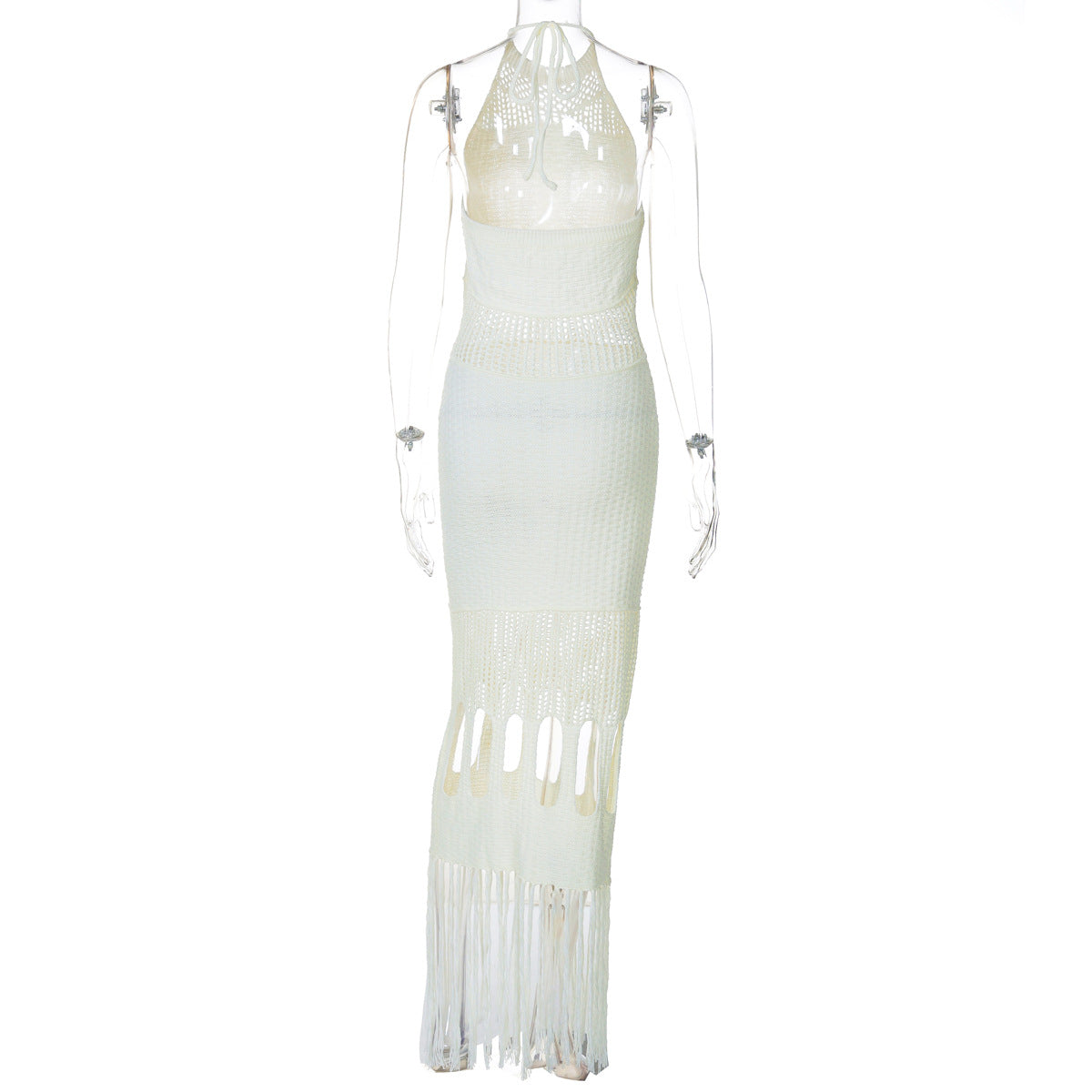 Knitted Tassel Hollow Dress