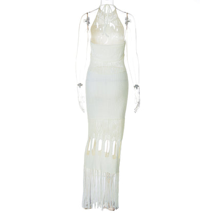 Knitted Tassel Hollow Dress
