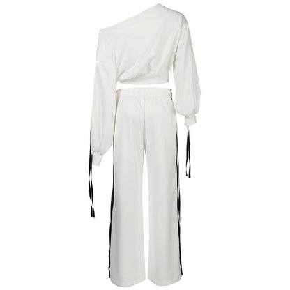 Ribbon Pullover Loose Pant Set