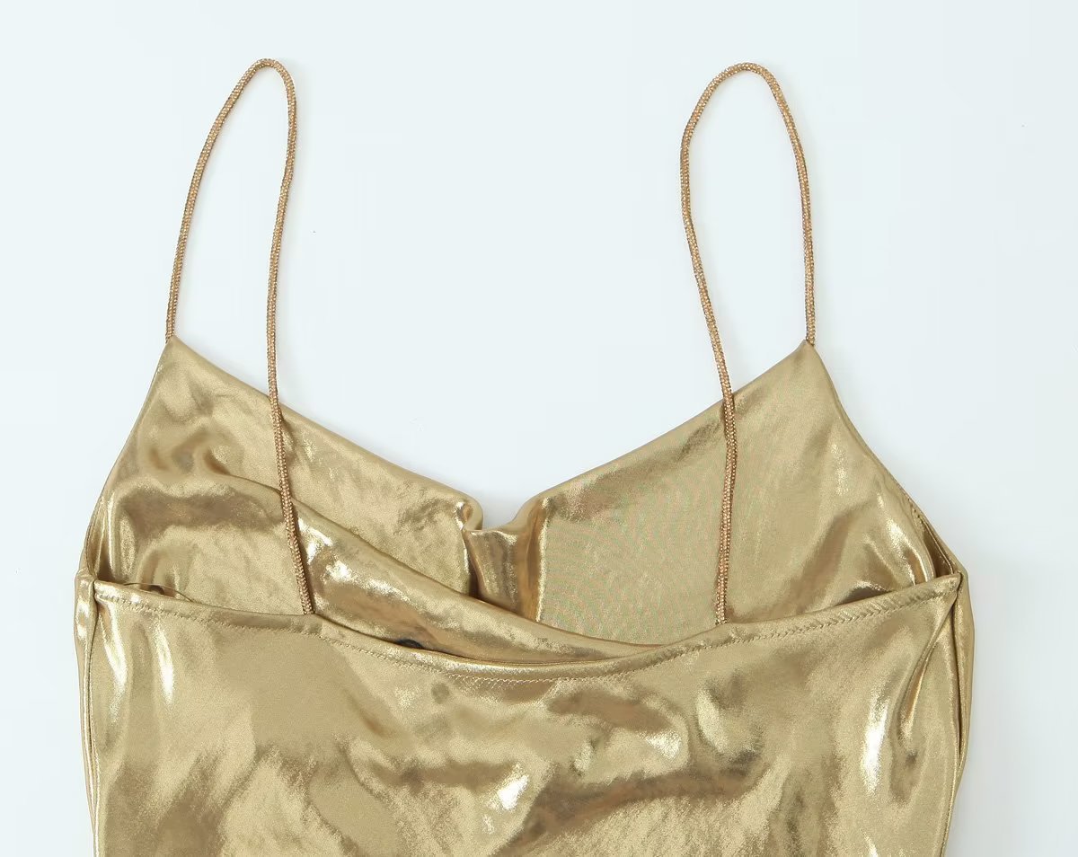 Low Metallic Sling Dress