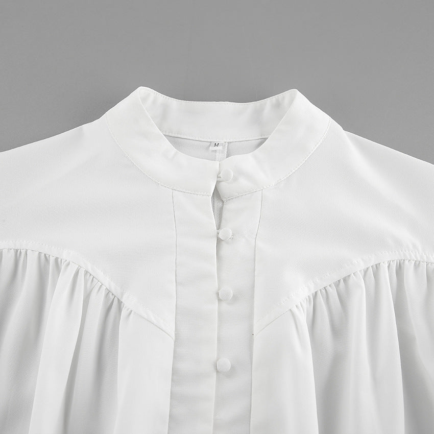 Puff Sleeve Pleated Shirt