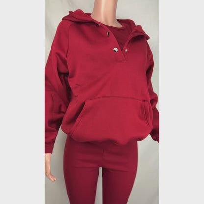 Solid Color Tank Hoodie Pants Set