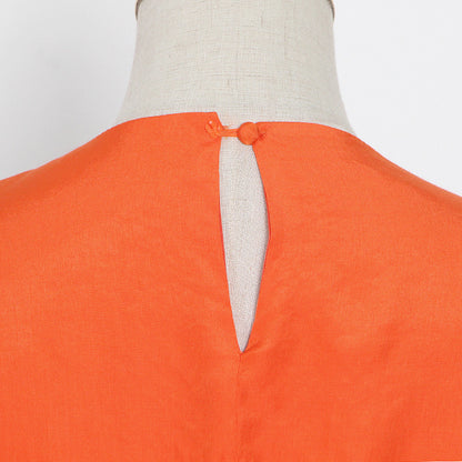 Puff Sleeves Waist Tie Solid Dress