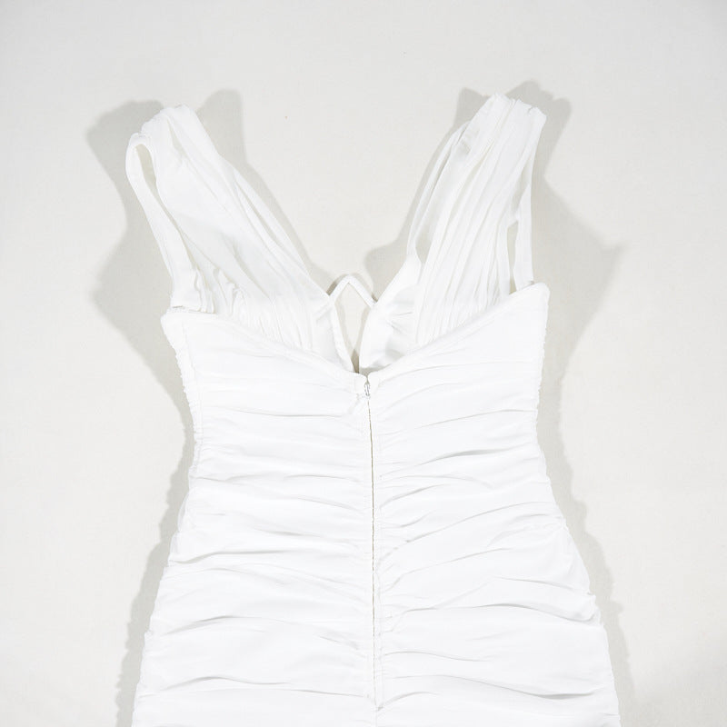 High-grade V-Ruched Dress