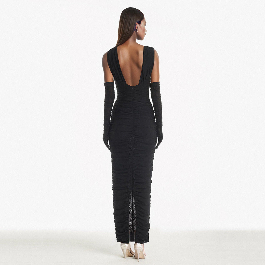 High-grade V-Ruched Dress