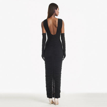 High-grade V-Ruched Dress