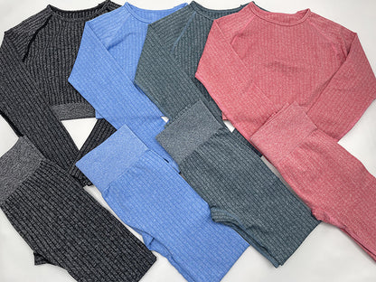 Crop Long Sleeve Top and Leggings Set