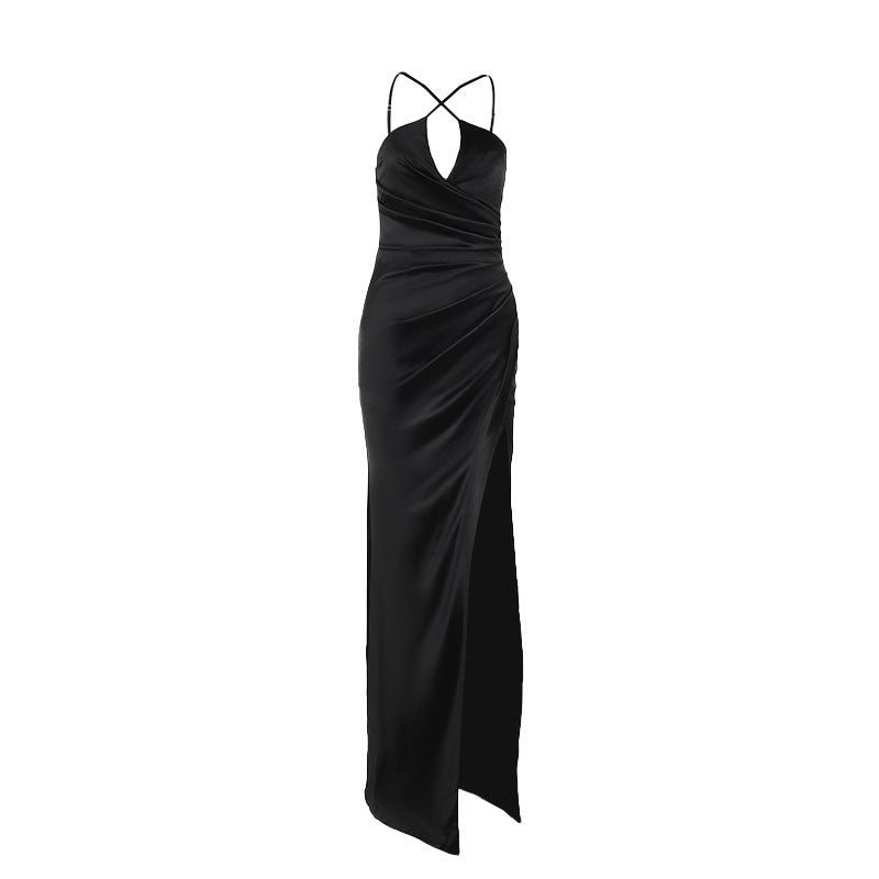 Cross-halterneck Split Long Dress