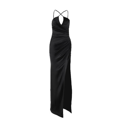 Cross-halterneck Split Long Dress