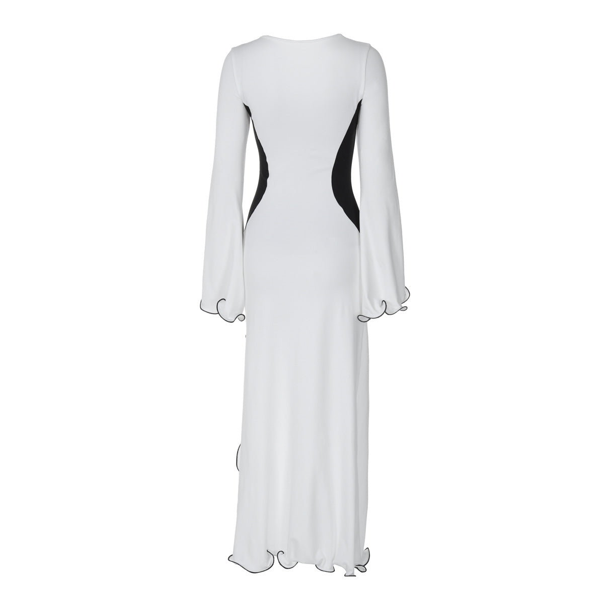 Black and White Split Long Sleeve Dress